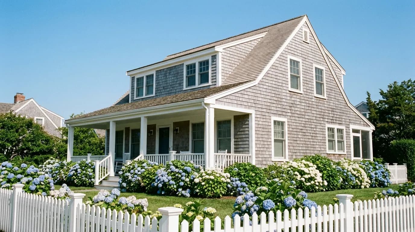 Aerial view of Cape Cod coastline showing beachfront properties and harbors