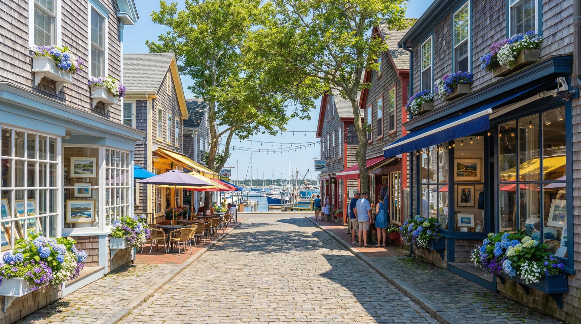 Commercial Street in Provincetown with shops, galleries, and restaurants