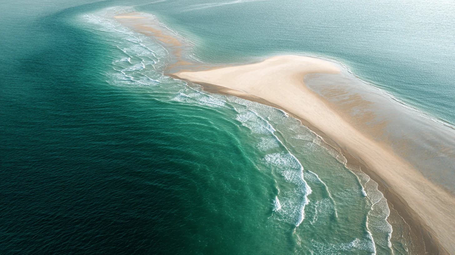 Ocean sandbar aerial view