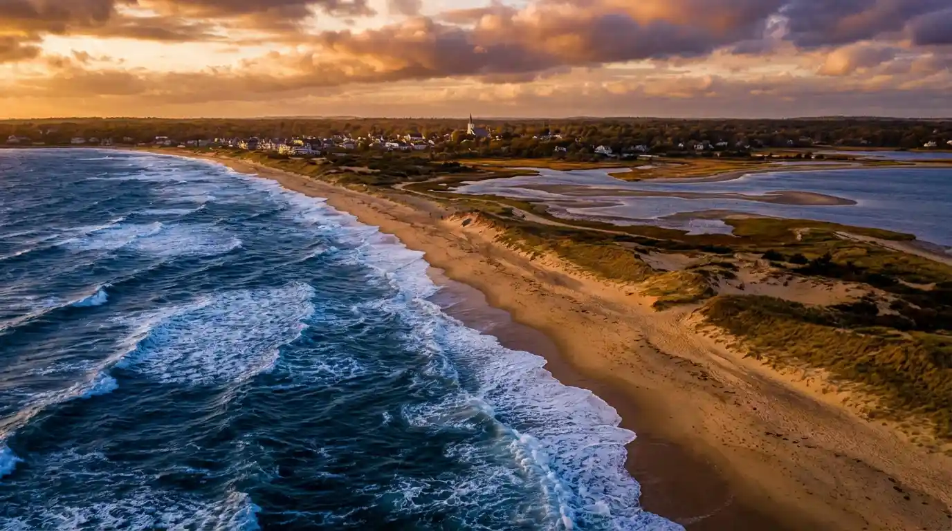 Aerial view of Outer Cape coastline showing pristine beaches and dunes